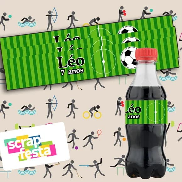Adesivo Personalizado Rótulo Mini Coca 19,5 x 3,5 Futebol
