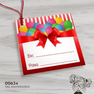 Tag Quadrada Feliz Aniversário - 00634