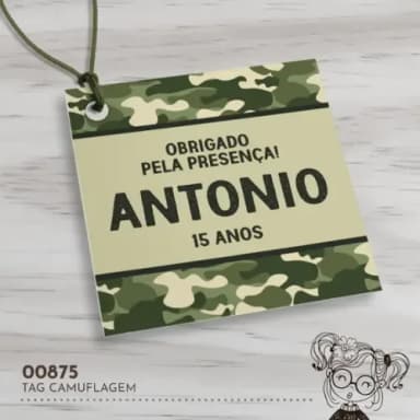 Tag Quadrada Camuflagem - 00875