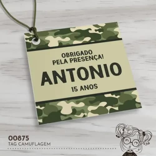Tag Quadrada Camuflagem - 00875