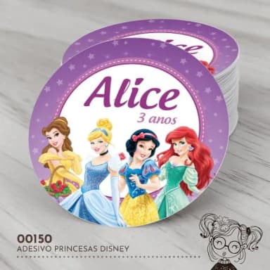 Adesivo Redondo Princesas Disney - 00150