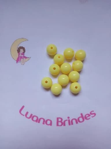 Bolinha Plástica Leitosa Amarela Furo 10mm Pct 100 Unidades