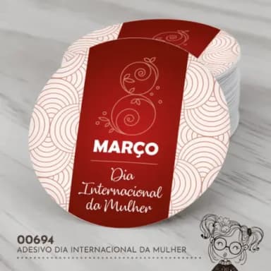 Adesivo Redondo Dia Internacional da Mulher - 00694