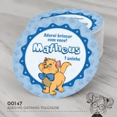 Adesivo Redondo Gatinho Toulouse - 00147
