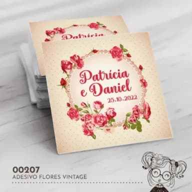 Adesivo Quadrado Flores Vintage - 00207