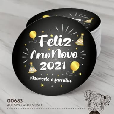 Adesivo Redondo Feliz Ano Novo - 00683