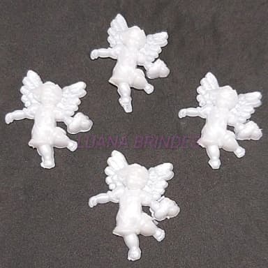 Aplique de Anjinho em Acrílico Branco - pct c/ 5 unid