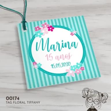 Tag Quadrada Floral - 00174