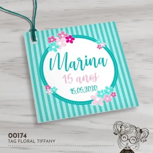 Tag Quadrada Floral - 00174