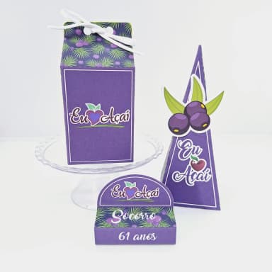 PEGUE E MONTE - Kit Festa AÇAÍ - Decoração de Festa - Caixinhas Personalizadas