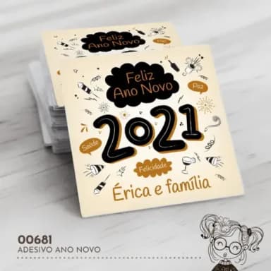 Adesivo Quadrado Feliz Ano Novo - 00681