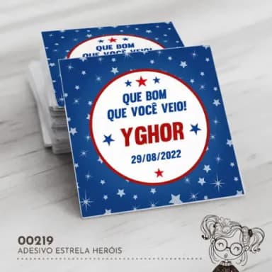Adesivo Quadrado Estrelas Heróis - 00219