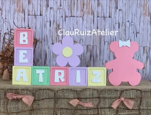 Decoração Bebê Candy Ts + Flor + Urso Ursa