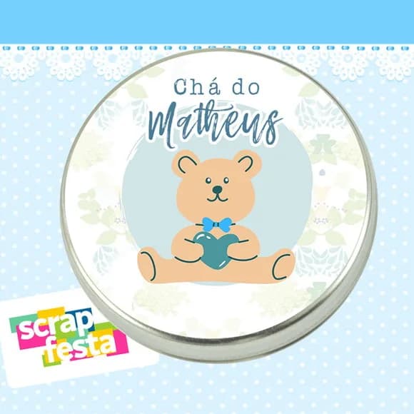 Latinha Personalizada Festa Chá de Bebê Menino Urso