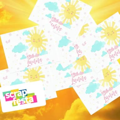Adesivo Personalizado Retangular Festa Raio de Sol Aquarela