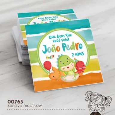 Adesivo Quadrado Dino Baby - 00763