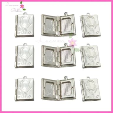 Pingente de Metal Prata Modelo Relicário -Pct c/7 unds