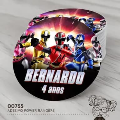 Adesivo Redondo Power Rangers - 00755
