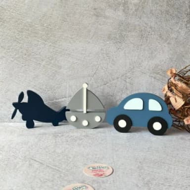 Meios de Transporte + Nomes em Cubo - Decoração Bebê