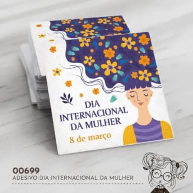 Adesivo Quadrado Dia Internacional Mulher - 00699