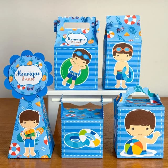 PEGUE E MONTE - Kit Festa POOL PARTY MENINO - Decoração de Festa | Lembrancinhas | Aniversário | Personalizados