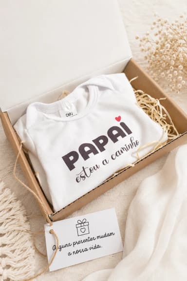 Caixa Anúncio de Gravidez para Papai, Avós e Família | Presente Personalizado com Body Bebê
