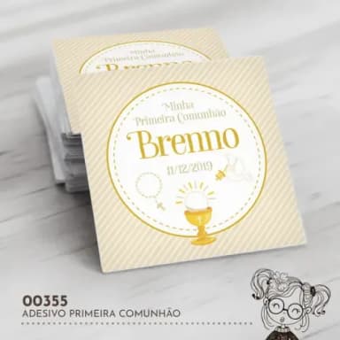 Adesivo Quadrado Primeira Comunhão - 00355