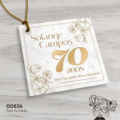 Tag Quadrada Floral - 00856