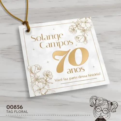 Tag Quadrada Floral - 00856