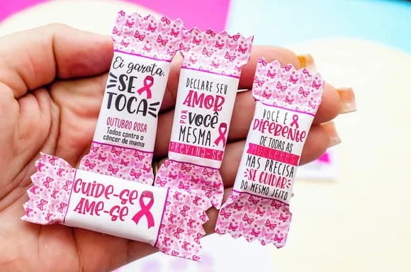 Balas Personalizadas Outubro Rosa - 50 Unidades