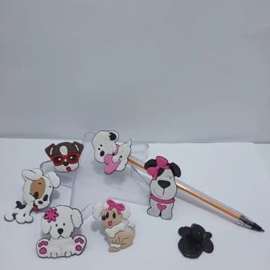 Ponteira para Lapis Cachorros de Borracha Pct 06 Variados