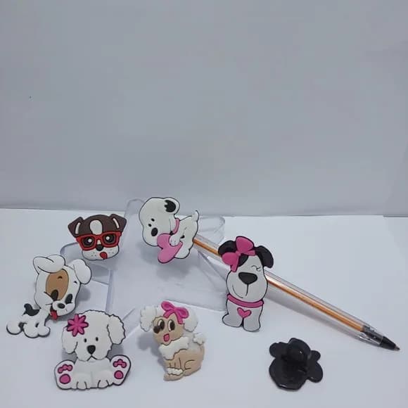 Ponteira para Lapis Cachorros de Borracha Pct 06 Variados