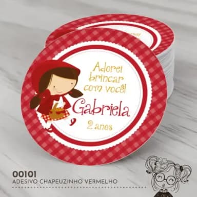 Adesivo Redondo Chapeuzinho Vermelho - 00101