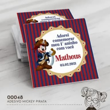 Adesivo Quadrado Mickey Pirata - 00048