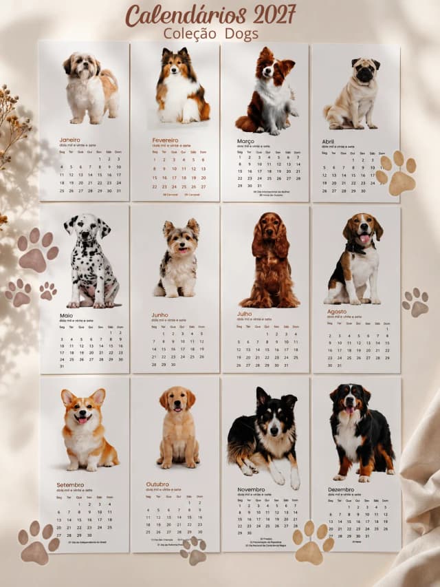 Coleção Dogs - Calendários magnéticos 2027