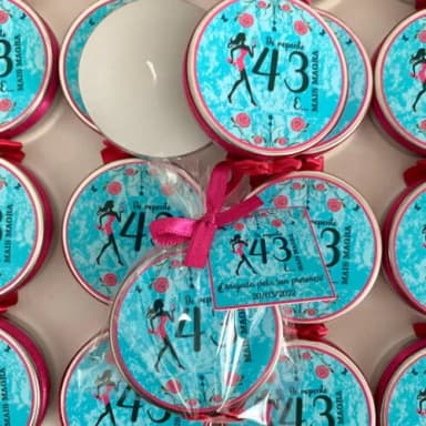 Lembrança Aniversário vela Aromática pink e turquesa