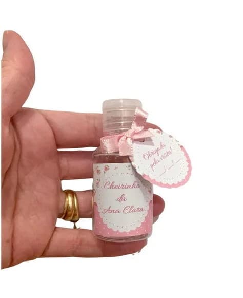 Álcool gel 70% Lembrancinha Maternidade Floral rosa