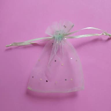 Saquinho Organza Cristal Amarelo Ouro com Fita 8X13cm