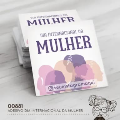 Adesivo Quadrado Dia Internacional da Mulher - 00881