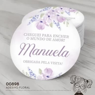 Adesivo Redondo Floral - 00898