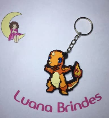 Chaveiro Charmander Pokémon (pixel) Emborrachado Pct C/2 Und