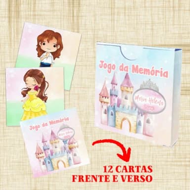 Jogo da Memória Personalizado Festa Princesas Aquarela