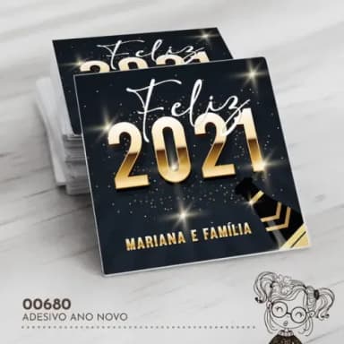 Adesivo Quadrado Feliz Ano Novo - 00680