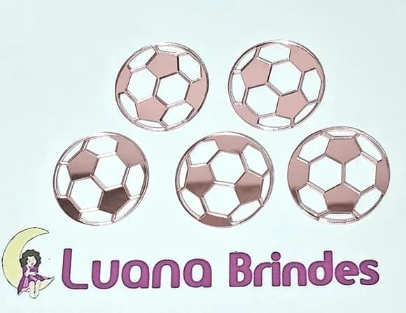 Aplique Bola de Futebol Acrílico Rose 3,5cm 10 Unidades