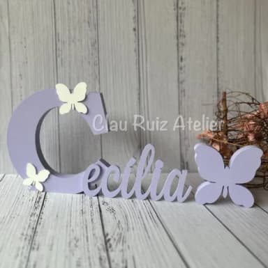 Jardim Encantado -decoração Bebê Nome em mdf + Borboleta