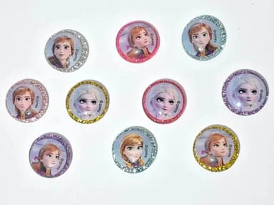 Aplique Frozen Redondo 2cm de Resina Pacote com 10 Unidades