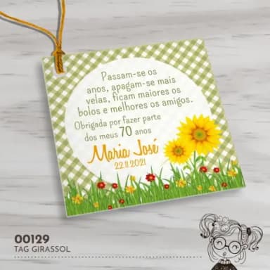 Tag Quadrada Girassol - 00129