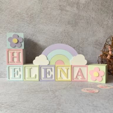 Tons Pastel Cubos 6x6cm Ts + Arco Íris. Decoração Bebê
