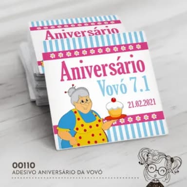 Adesivo Quadrado Aniversário da Vovó - 00110