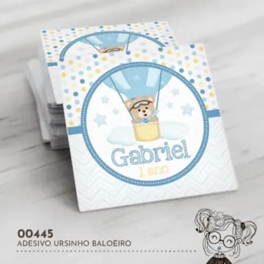 Adesivo Quadrado Ursinho Baloeiro - 00445